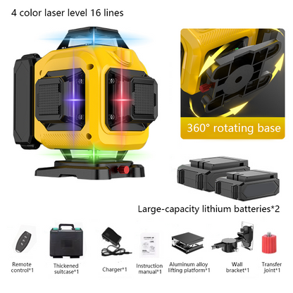 16 Lines 4D Laser Level 360° Self Leveling Four Color Laser