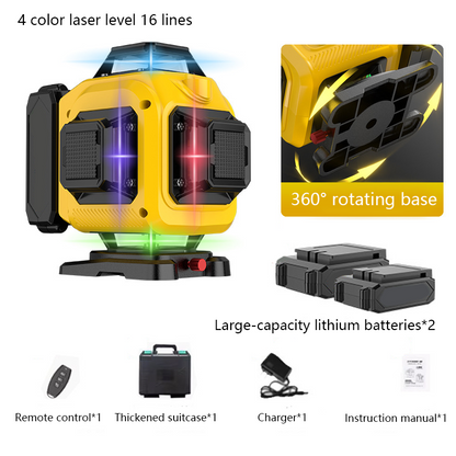 16 Lines 4D Laser Level 360° Self Leveling Four Color Laser